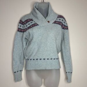 Woolrich Wool Blend Vintage Pale Blue Sweater Pullover size medium